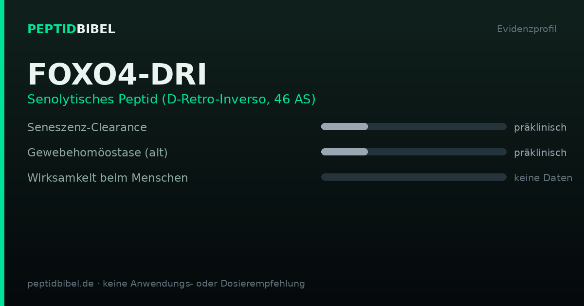 Evidenzprofil von FOXO4-DRI: Einstufung der untersuchten Endpunkte