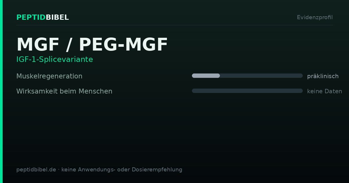 Evidenzprofil von MGF / PEG-MGF: Einstufung der untersuchten Endpunkte