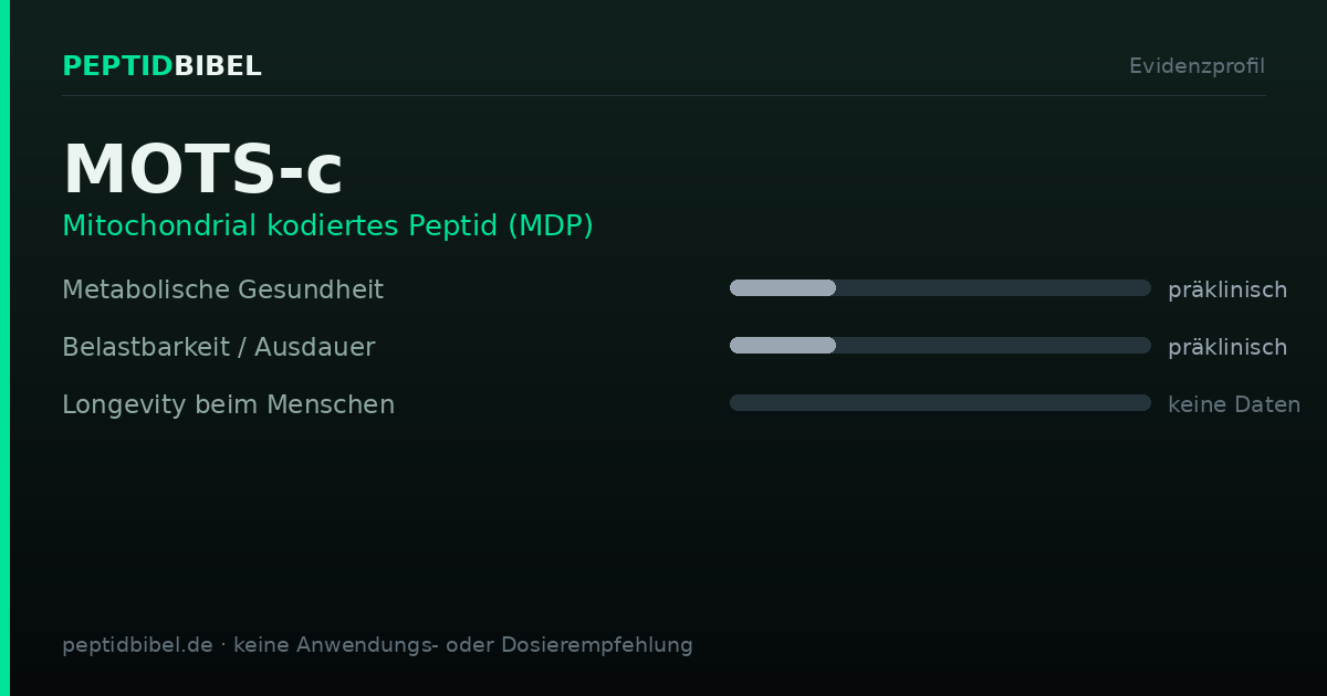 Evidenzprofil von MOTS-c: Einstufung der untersuchten Endpunkte