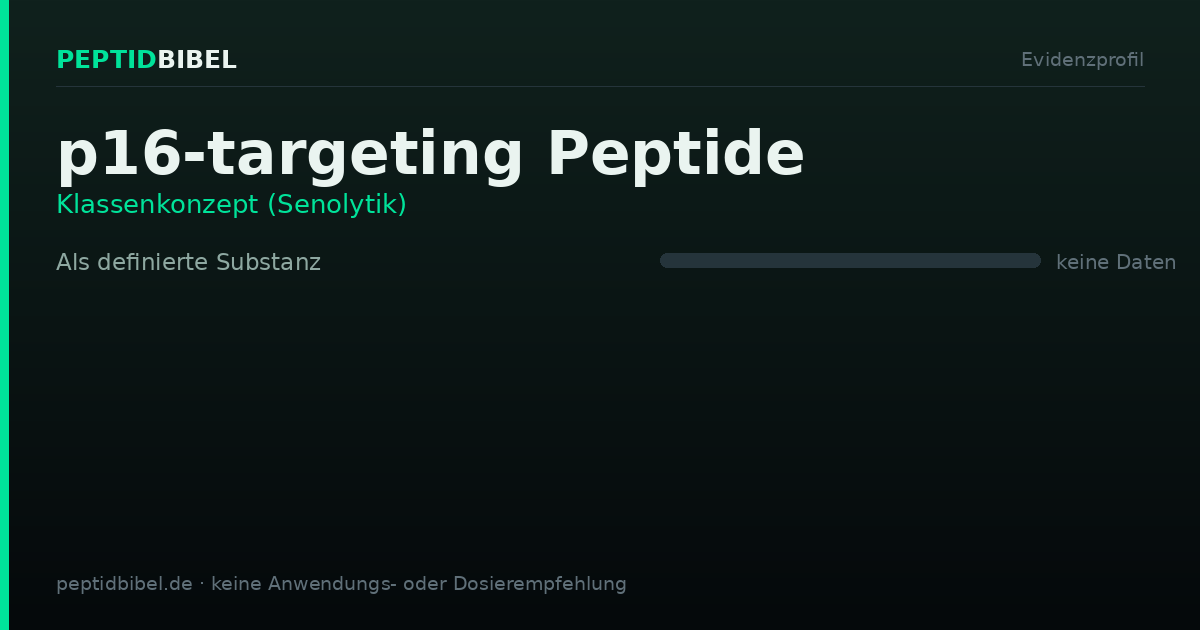 Evidenzprofil von p16-targeting Peptide: Einstufung der untersuchten Endpunkte