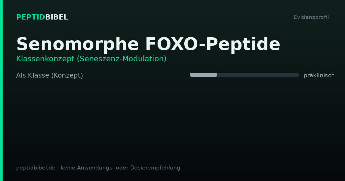 Evidenzprofil von Senomorphe FOXO-Peptide: Einstufung der untersuchten Endpunkte