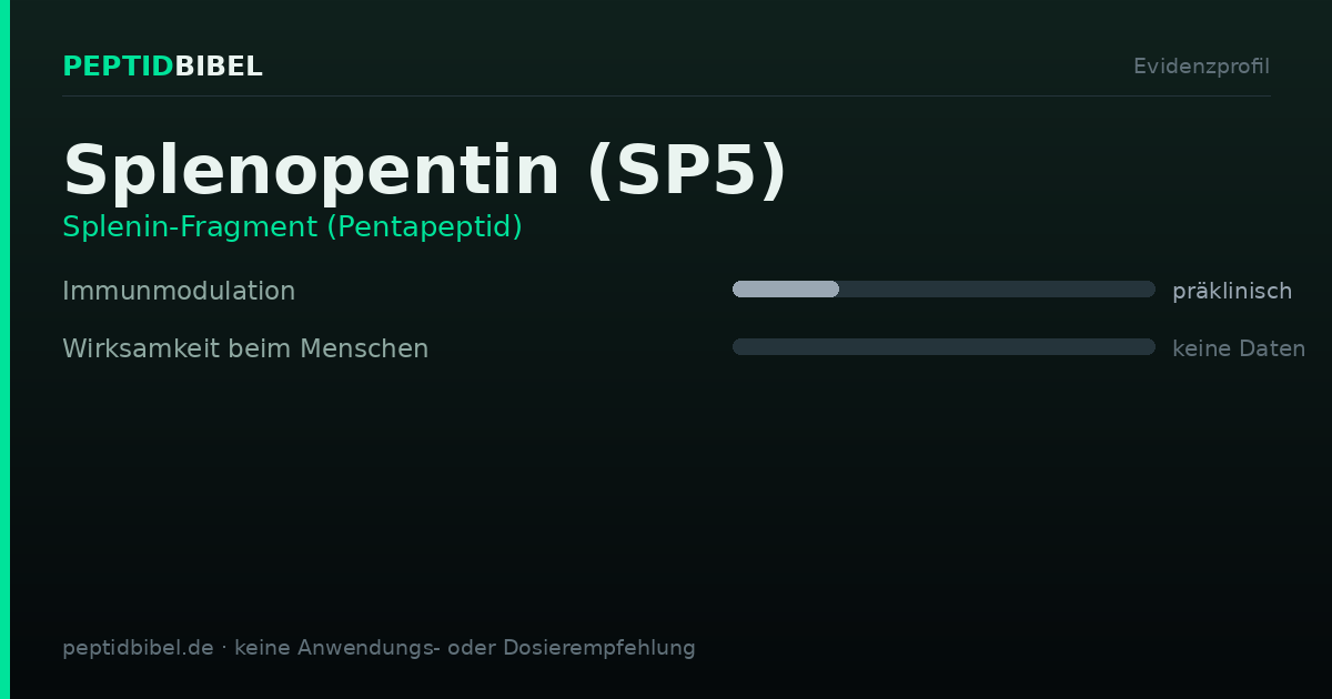 Evidenzprofil von Splenopentin (SP5): Einstufung der untersuchten Endpunkte