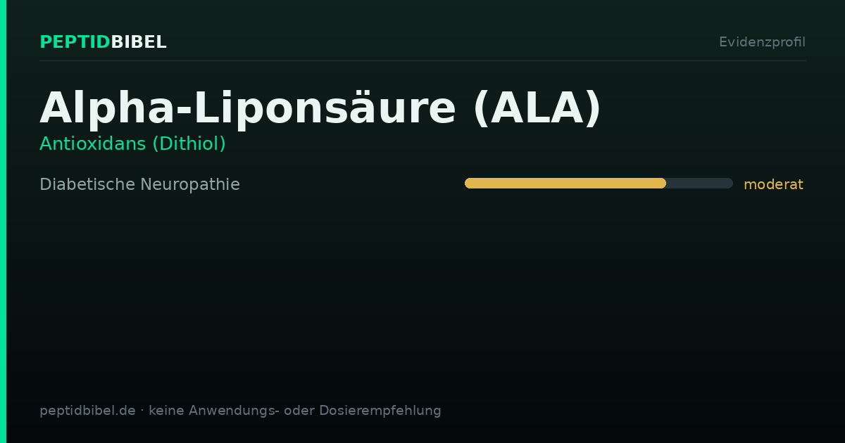 Evidenzprofil von Alpha-Liponsäure (ALA): Einstufung der untersuchten Endpunkte