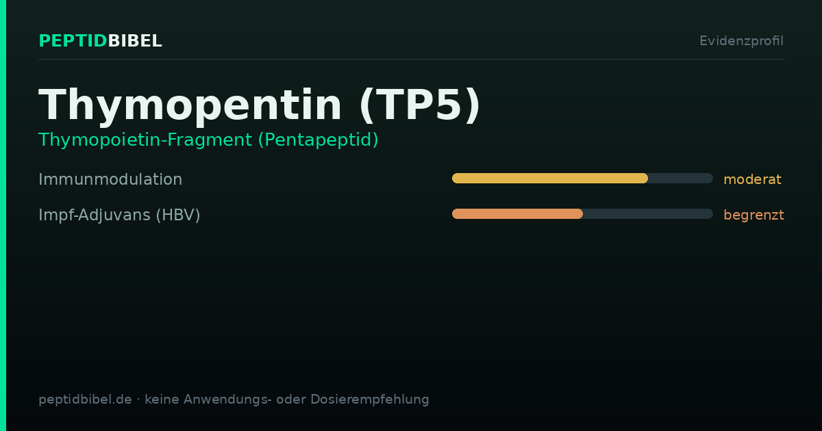 Evidenzprofil von Thymopentin (TP5): Einstufung der untersuchten Endpunkte